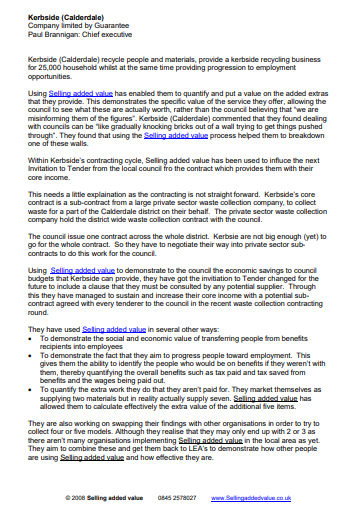 Kerbside Calderdale Impact Map & Case Study