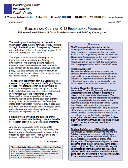 Benefits and Costs of K-12 Educational Policies