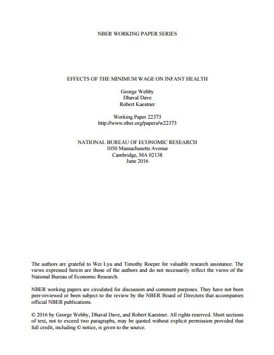 Effects of the Minimum Wage on Infant Health