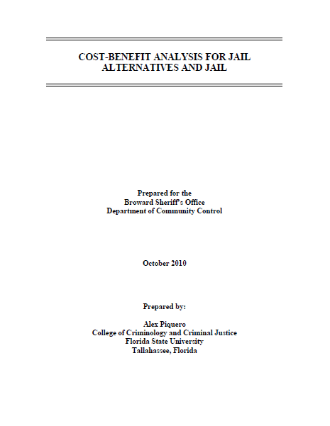 Cost-Benefit Analysis for Jail Alternatives and Jail