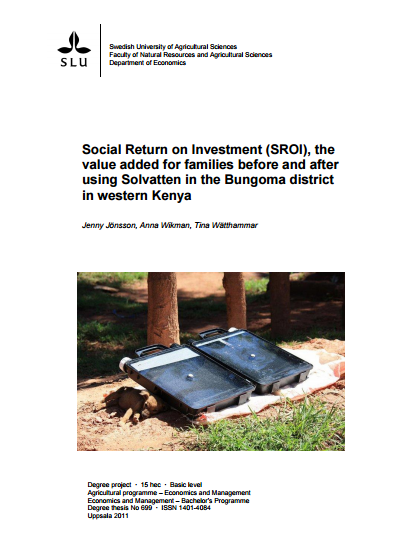 The value added for families before and after using Solvatten in the Bungoma district in western Kenya