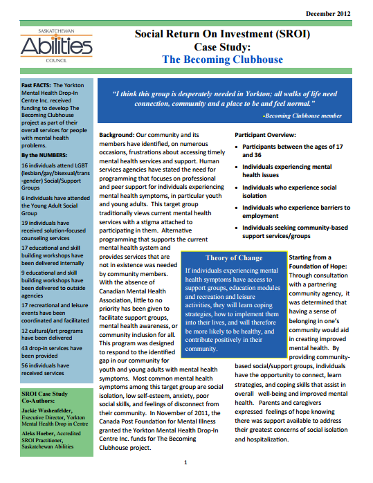 The Becoming Clubhouse SROI Case Study