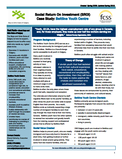Beltline Youth Centre SROI Case Study