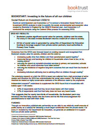 BOOKSTART: Investing in the future of our children – Executive Summary