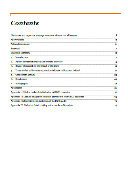 Universal Childcare in Northern ireland: A cost-benefit analysis