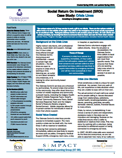 Crisis Lines SROI Case Study