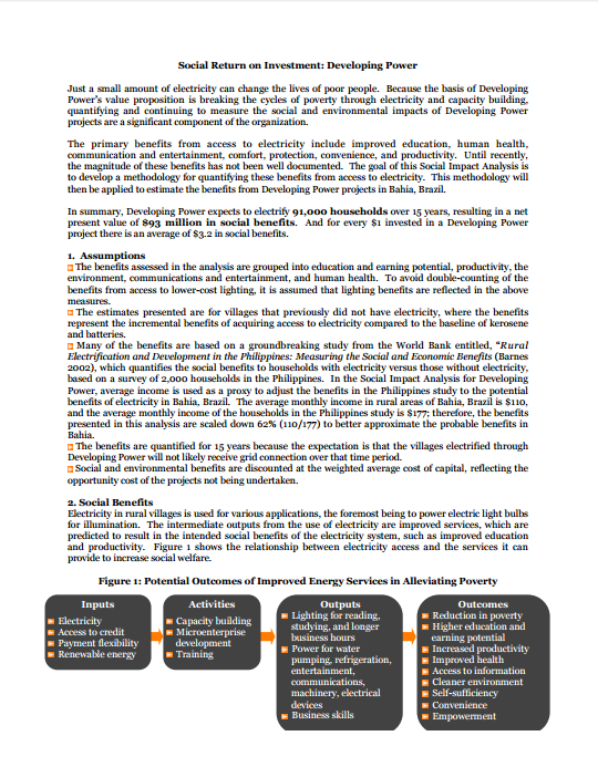 Social Return on Investment: Developing Power