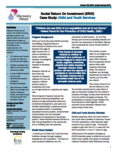 Discovery House Child and Youth Services SROI Case Study