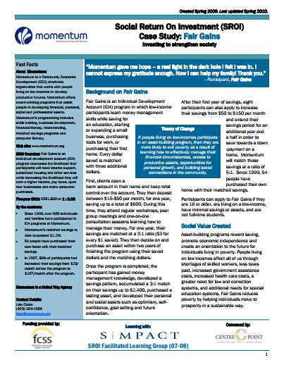 Fair Gains SROI Case Study