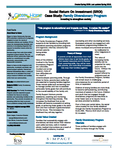 Family Diversionary Program SROI Case Study