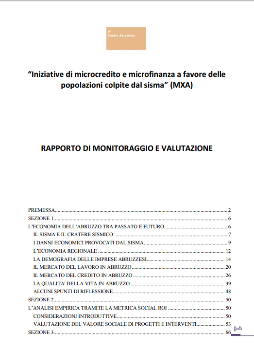 Iniziative di microcredito e microfinanza a favore delle popolzioni colpite dal sisma