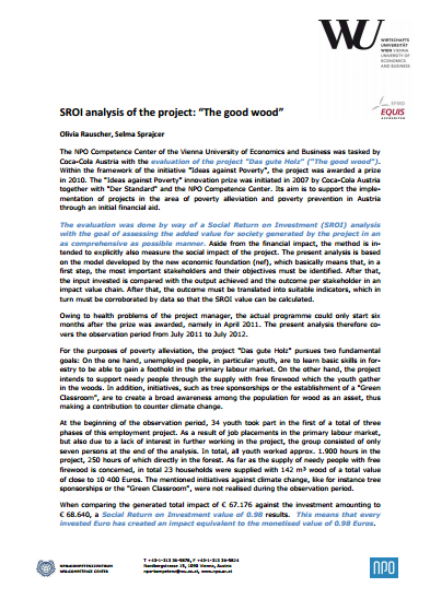 Vienna Universtiy of Economics and Business – “The Good Wood” Executive Summary