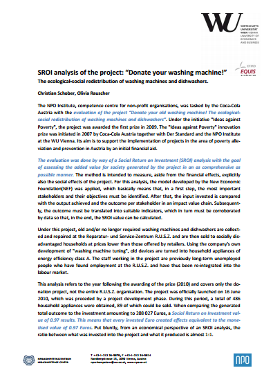 Vienna University of Economics and Business – “Donate Your Washing Machine” Executive Summary