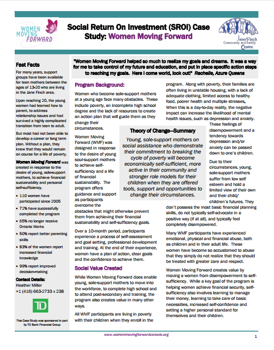Women Moving Forward SROI Case Study