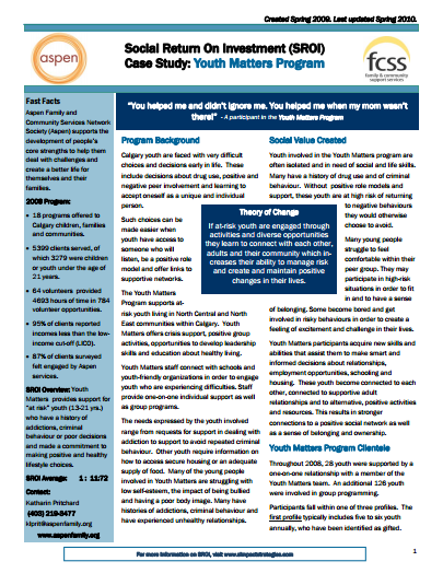 Youth Matters Program SROI Case Study