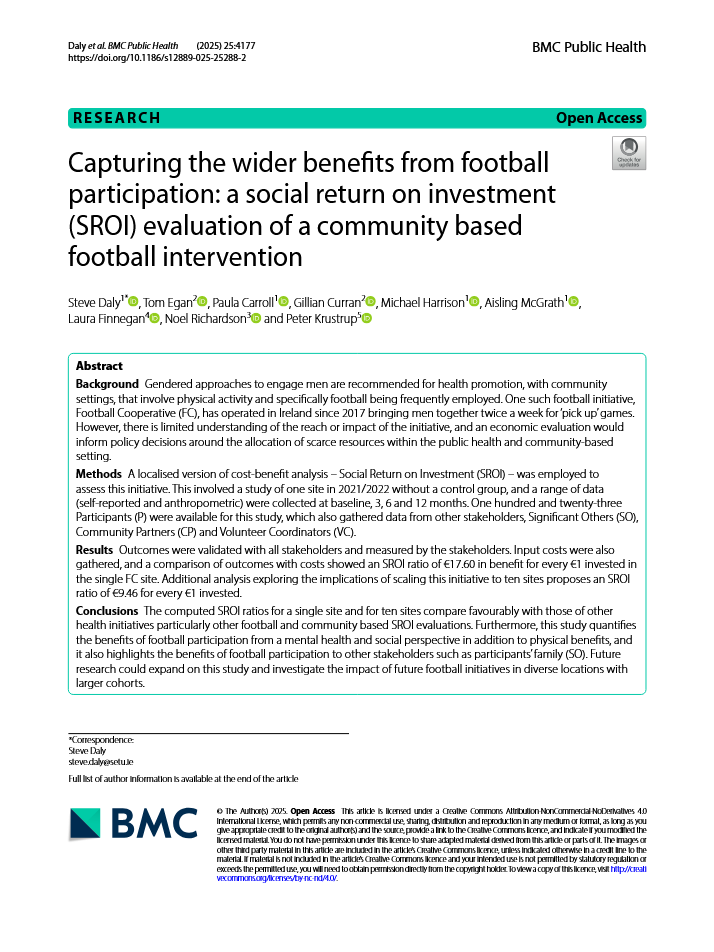 Capturing the wider benefits from football participation: a social return on investment (SROI) evaluation of a community based football intervention